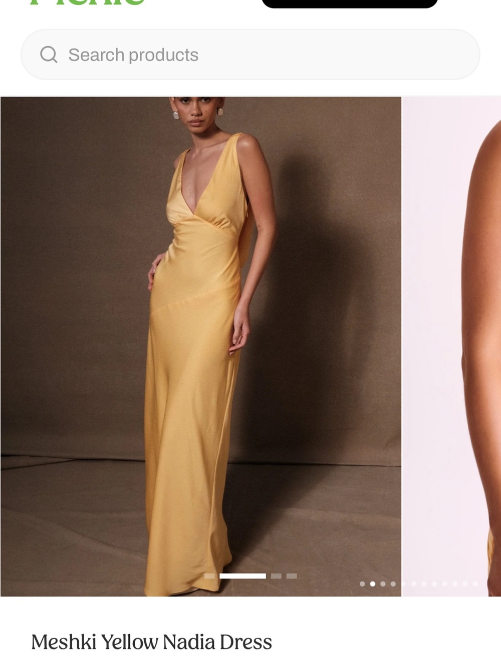 Meshki Yellow Nadia Satin V-Neck Gown